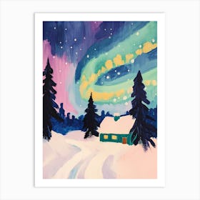 Aurora Borealis Gouache Painting Art Print