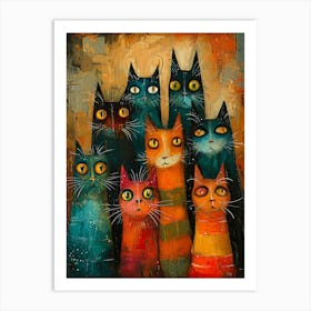 Beautiful Painting Funky Cats 7 Art Print