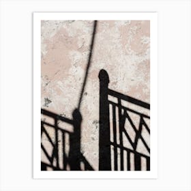 Shadow Of A Fence On A Wall Art Print