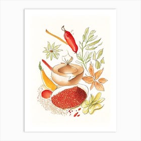 Paprika Spices And Herbs Pencil Illustration 1 Art Print