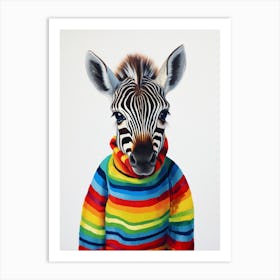 Baby Animal Wearing Sweater Zebra 3 Art Print