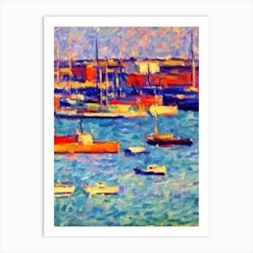 Port Of Long Beach United States Brushwork Painting harbour Art Print