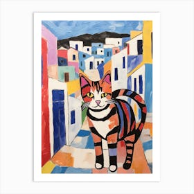 Painting Of A Cat In Athens Greece 5 Art Print