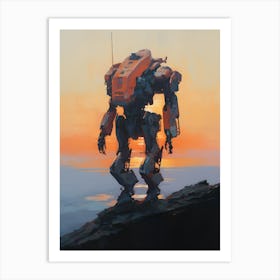 Robot At Sunset Art Print