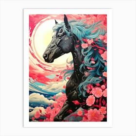 Horse In Cherry Blossoms 1 Art Print