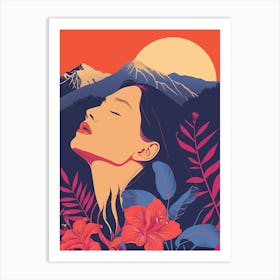 Woman In The Mountains Art Print