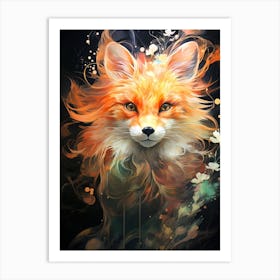 Cute Floral Fox 1 Art Print