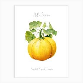 Hello Autumn Spaghetti Squash Pumpkin Watercolour Illustration 2 Art Print