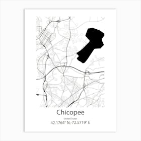 Chicopee,United States Minimalist Map Art Print