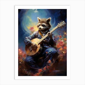 Raccoon Playing Guitar 1 Art Print