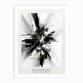 Technology Abstract Black And White 1 Poster Art Print
