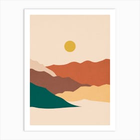 Watercolor sunset landscape 27 Art Print