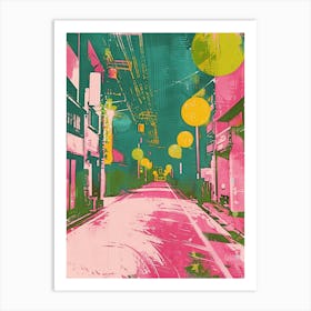 Nagasaki Japan Retro Duotone Silkscreen 1 Art Print