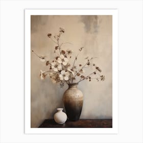 Peacock Flower, Autumn Fall Flowers Sitting In A White Vase, Farmhouse Style 4 Art Print