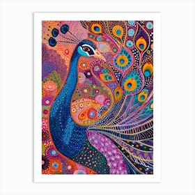Rainbow Peacock Crayon Pattern 3 Art Print