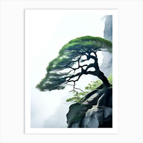 Tree On A Cliff Art Print