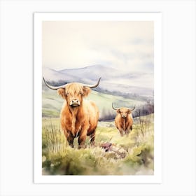 Two Curious Highland Cows 1 Art Print