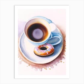 A Donut And An English Cup Of Tea Cute Neon 1 Art Print