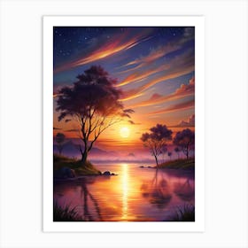 Sunset By The Lake Art Print