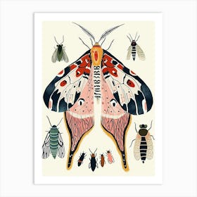 Colourful Insect Illustration Moth 17 Art Print