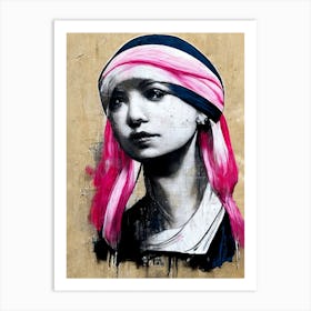 The Girl With The Pearl Earring Graffiti Street Art 2 Art Print