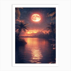 Full Moon Over Water 4 Art Print