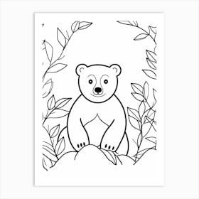 Line Art Jungle Animal Sun Bear 1 Art Print