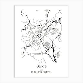 Berga,Spain Minimalist Map Art Print