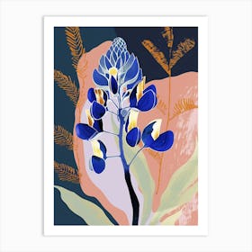 Colourful Flower Illustration Bluebonnet 2 Art Print
