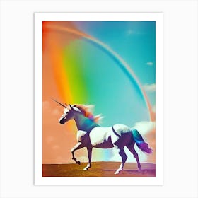 Unicorn Under The Rainbow Art Print