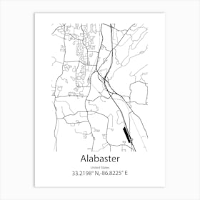 Alabaster,United States Minimalist Map Art Print