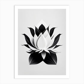 American Lotus Black And White Geometric 1 Art Print