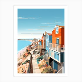 Abstract Illustration Of Southend On Sea Beach Essex Orange Hues 4 Art Print