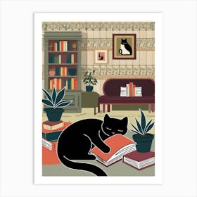 Cat In The Living Room Vector Art Print