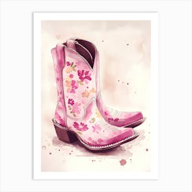 Pink Cowboy Boots 1 Art Print