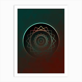 Geometric Neon Glyph on Jewel Tone Triangle Pattern 355 Art Print