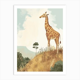 Modern Illustration Of A Giraffe In The Nature 4 Art Print