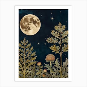 Moon Night Style William Morris 4 Art Print