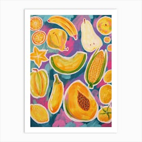 Yellow Fruits and Vegs Art Print