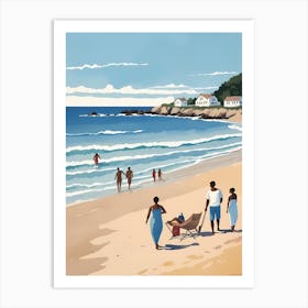 People On The Beach Painting (29) Art Print