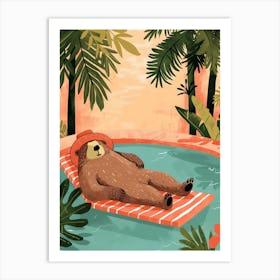 Sloth Bear Relaxing In A Hot Spring Storybook Illustration 2 Art Print