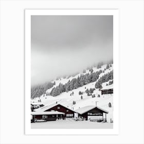 Cardrona, New Zealand Black And White Skiing Poster Art Print