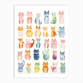 Watercolor Cats Art Print