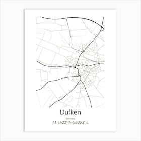 Dulken,Germany Minimalist Map Art Print