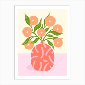 Peach Flowers In A Vase Art Print