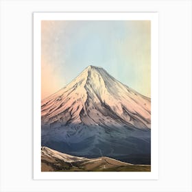 Mount Ararat Turkey Color Line Drawing (3) Art Print