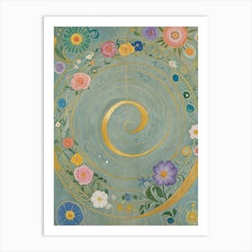 Spiral Of Floral Scribbles Art Print