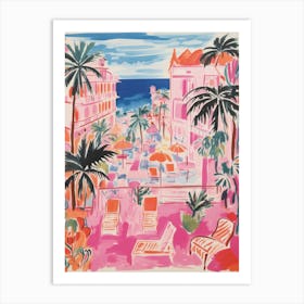 Palermo, Sicily   Italy Beach Club Lido Watercolour 1 Art Print