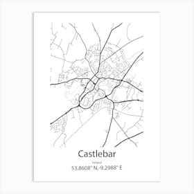 Castlebar,Ireland Minimalist Map Art Print