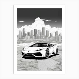 Lamborghini Huracan Line Drawing 3 Art Print